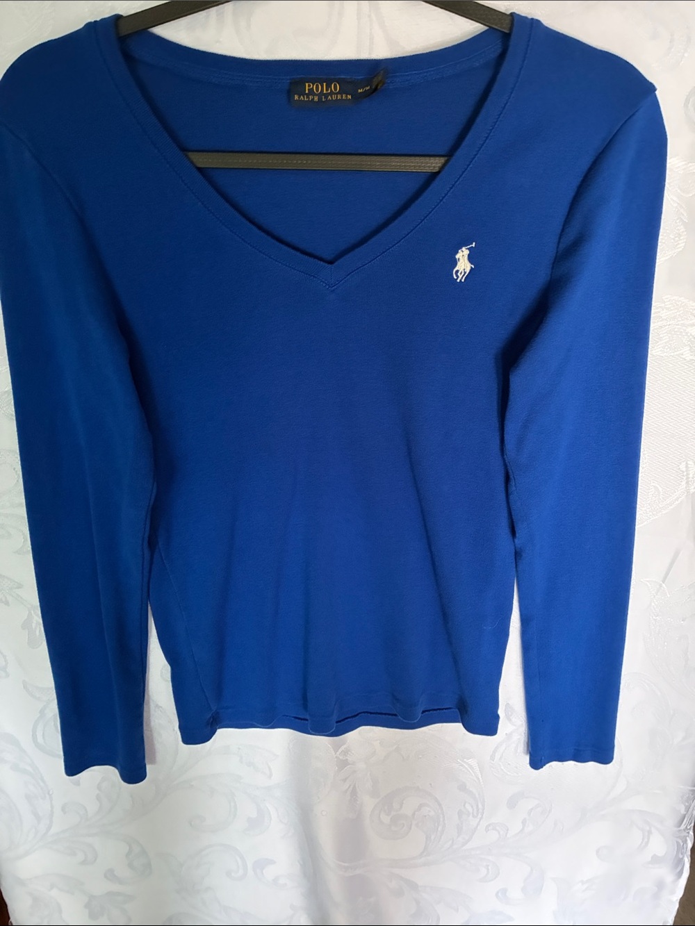 Polo by Ralph Lauren V-Neck Long Sleeve Top - Blue